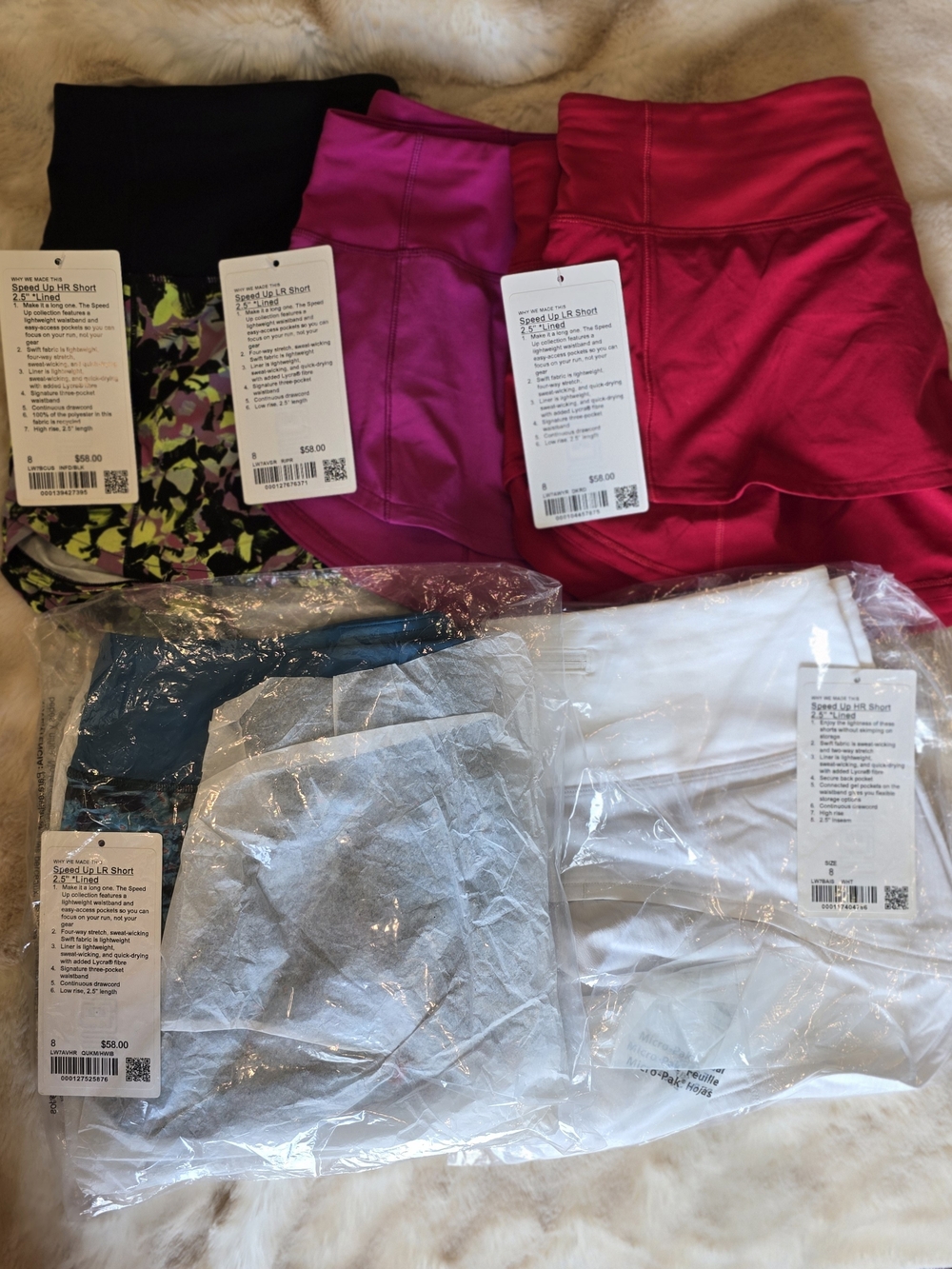 BUNDLE Women's Size 8 Lululemon Athletic Speed Up Shorts - 5 Pairs Activewear